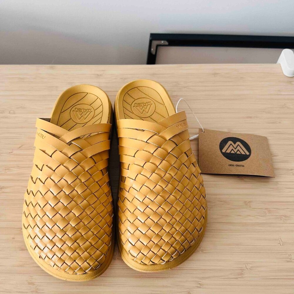 Malibu Sandals, Colony mule, Vegan Leather, tan color, US 7, EU 36 (fits small)